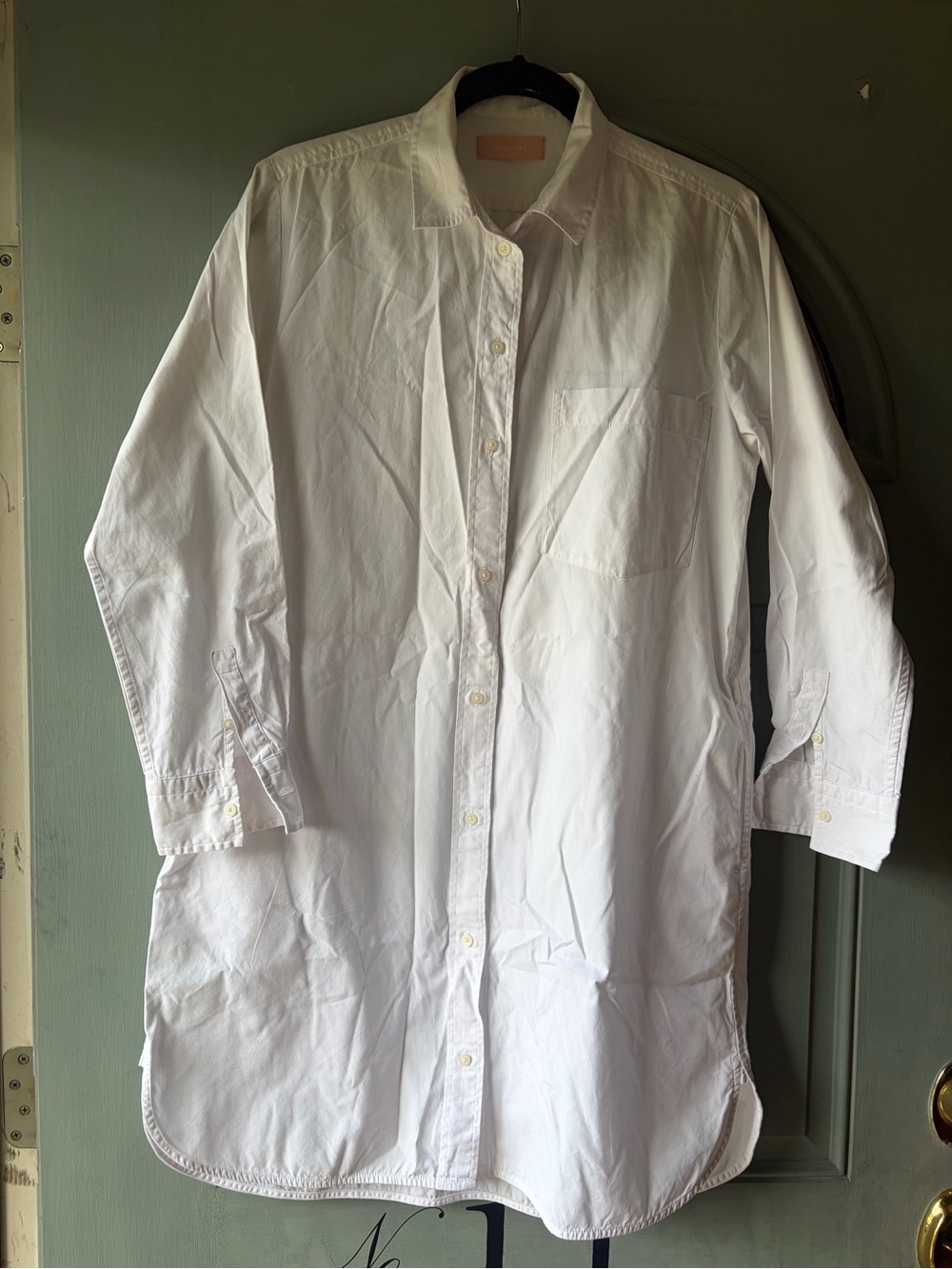 Everlane White Longline Button-Down Shirt Dress